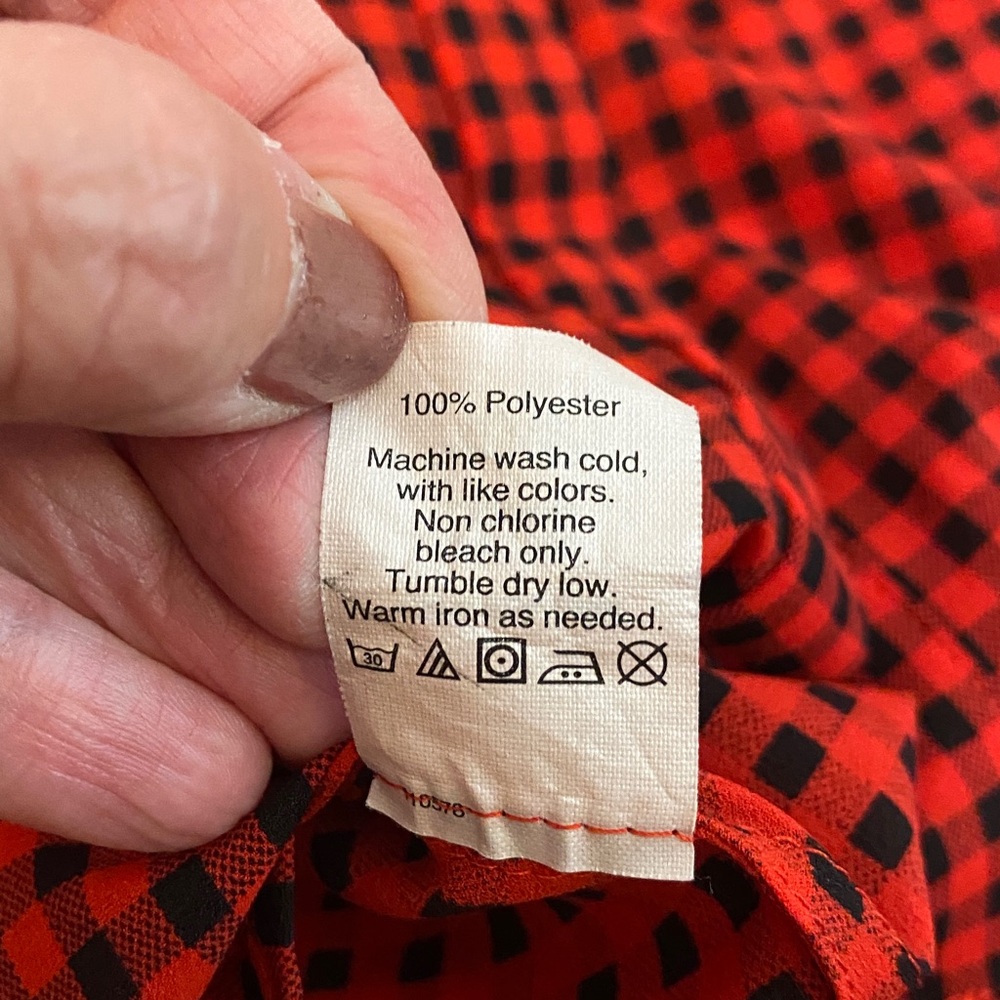 J. Crew Factory Drapey Buffalo Check Plaid/ Gingham Red Black Tuxedo Top Size XS - Picture 7 of 10